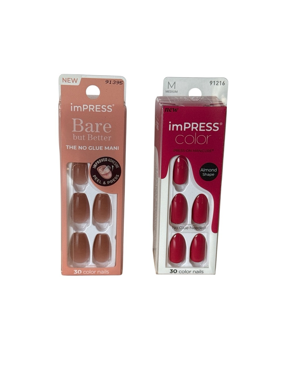 Kiss impress Medium Bare But Better Nude, Magenta Pink Press On Nails x2